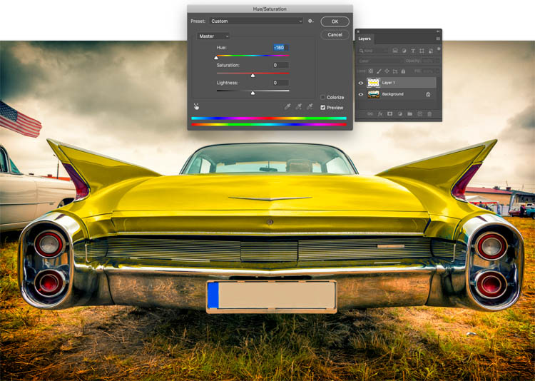 Change the color in a photo in a single slider