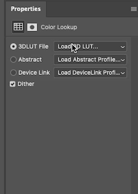 Load LUT into Photoshop