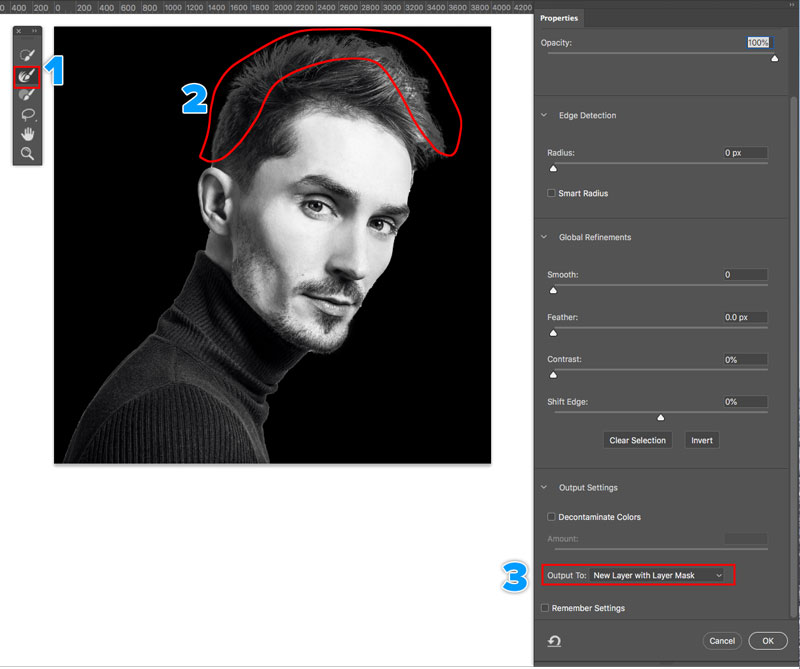 select and mask in photoshop CC